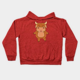 cute bull character Kids Hoodie